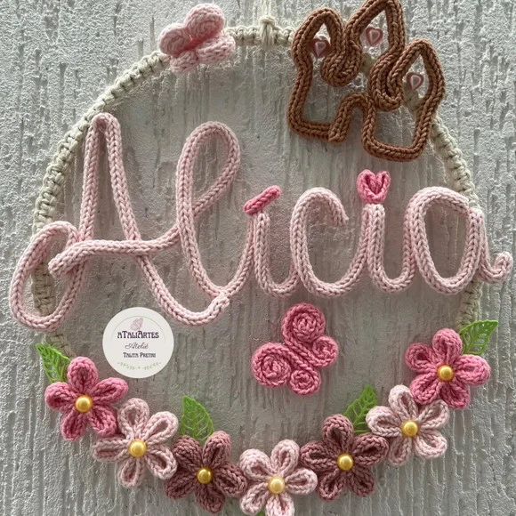 Porta Maternidade castelo de fadas personalizado em Tricotin com 01 nome