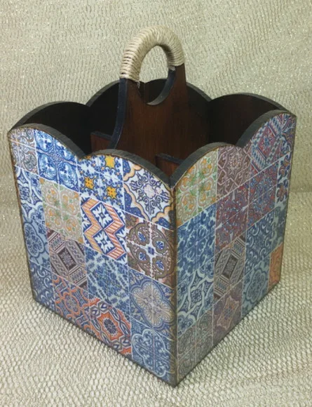 Porta-Talheres Decorado 04 Divisórias Azulejo Português