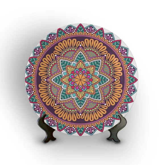 Prato de Porcelana Decorativo Mandala