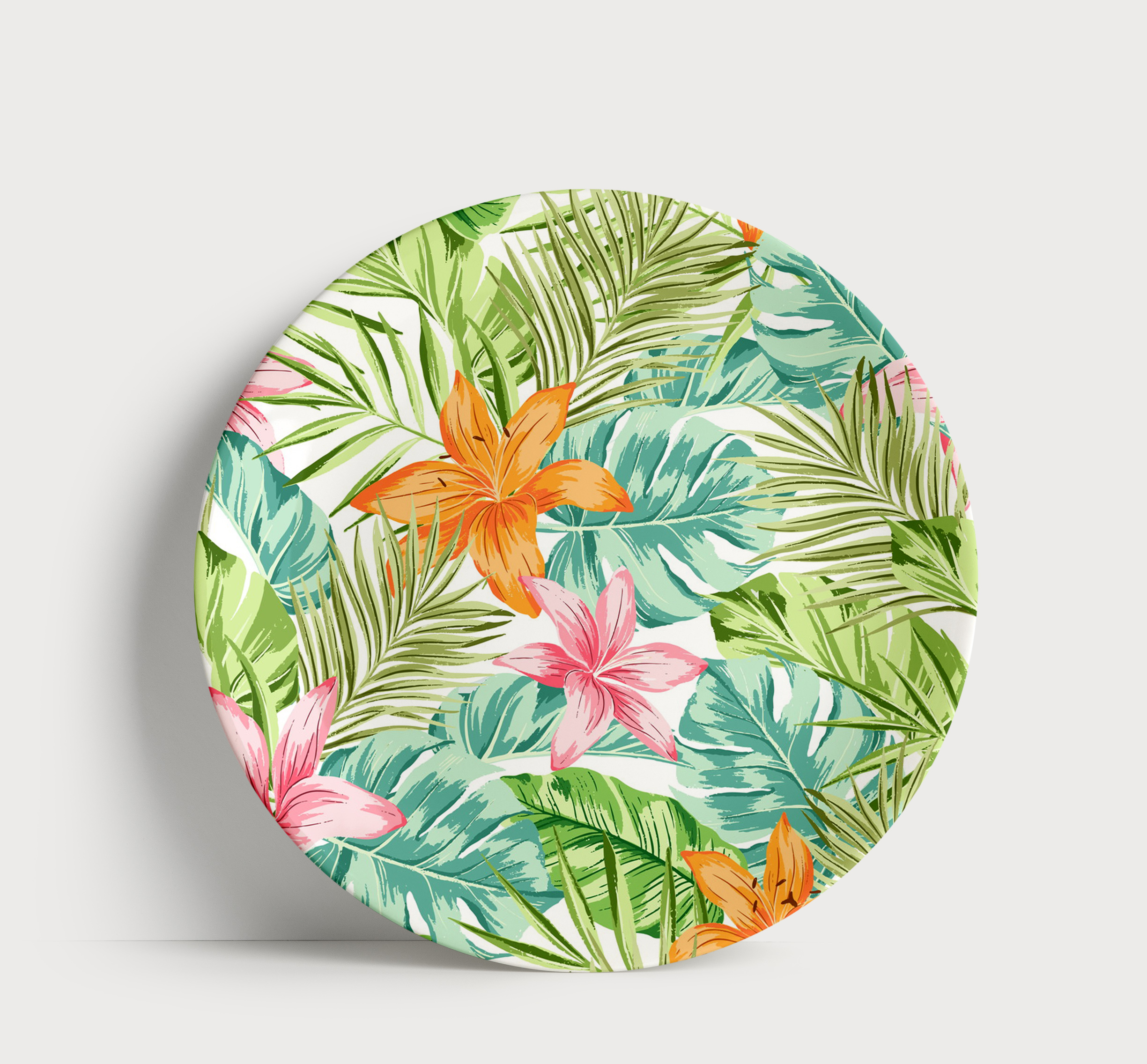 Prato Decorativo Folhagens Tropicais
