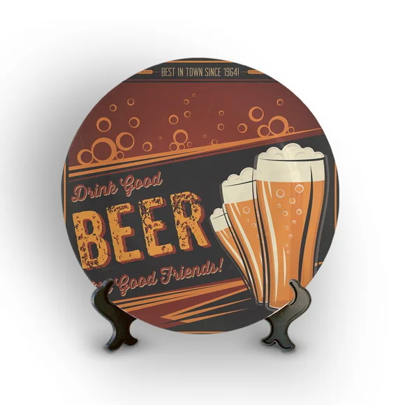 Prato Decorativo Retrô Beer
