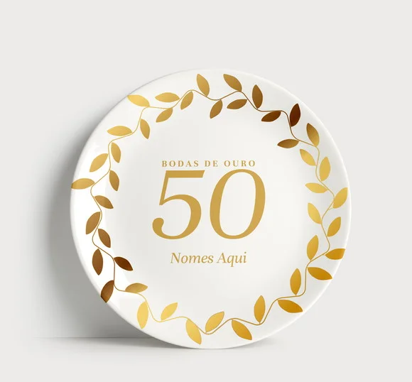 Prato Personalizado Bodas de Ouro