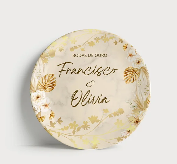 Prato Personalizado Bodas de Ouro