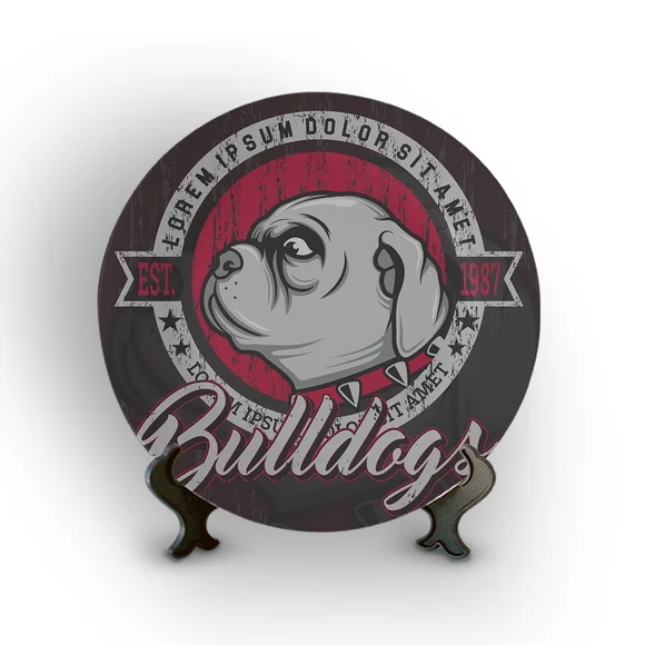 Prato Porcelana Decorativo Bulldog