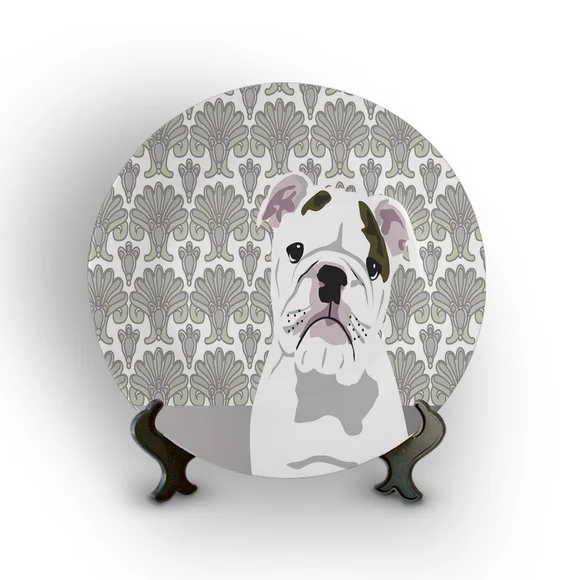 Prato Porcelana Decorativo Bulldog