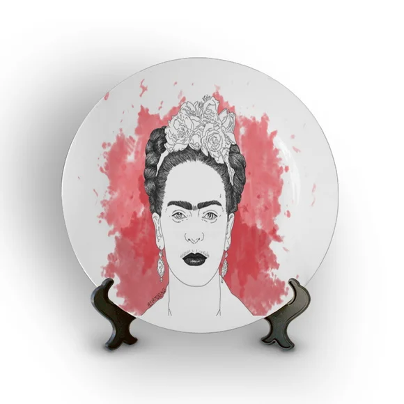 Prato Porcelana Decorativo Frida Kahlo