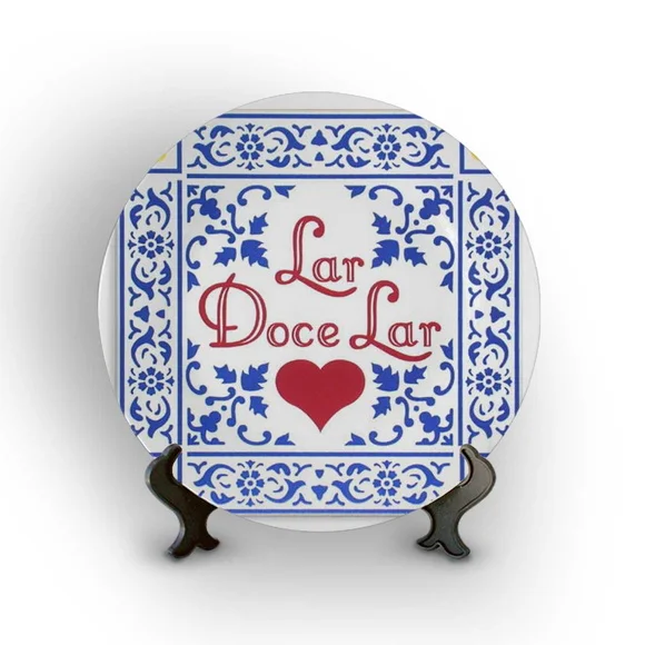 Prato Porcelana Decorativo Lar Doce Lar