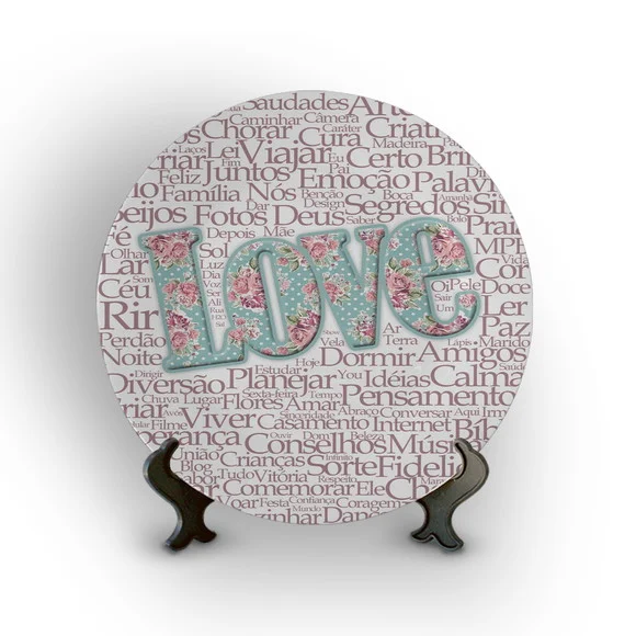 Prato Porcelana Decorativo Love