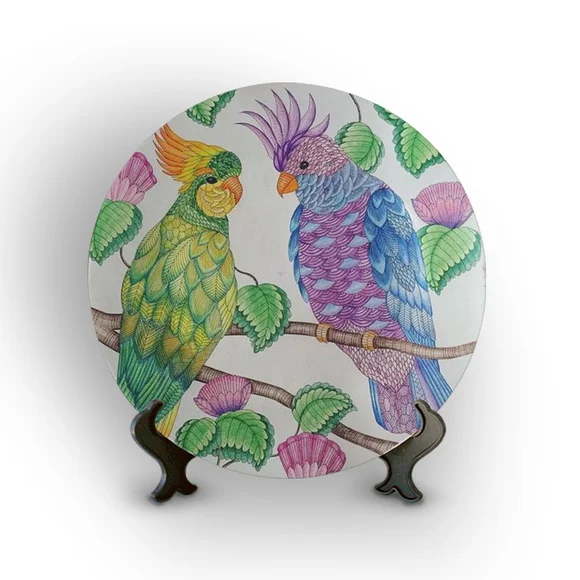 Prato Porcelana Decorativo Pássaros