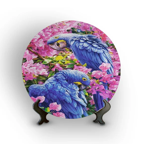 Prato Porcelana Decorativo Pássaros