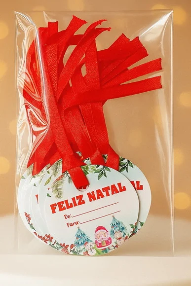 Pronta Entrega - Tag Redonda Natal (10 Unidades)