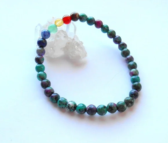 Pulseira 7 Chakras Rubi Zoizita