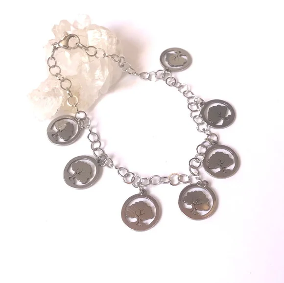 Pulseira Aço Inoxidável com Arvore da Vida