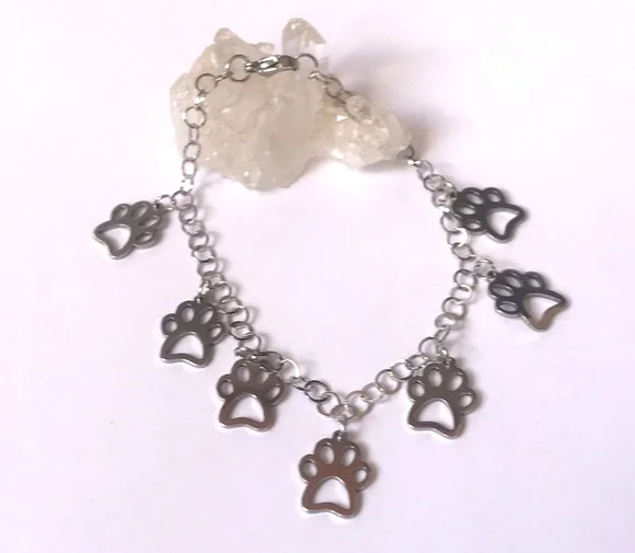 Pulseira Aço Inoxidável com Patinhas - Pet / 7 Patinhas Inox