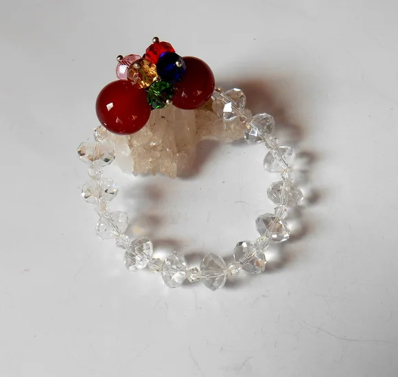 Pulseira Ajustável com cristal e ágata