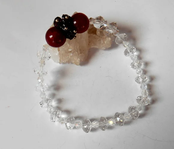 Pulseira Ajustável com cristal e jade rubi