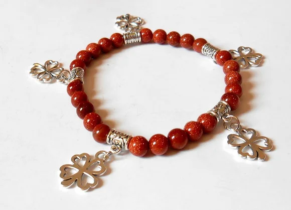 Pulseira da Sorte Pedra do Sol e Trevo Esotérica