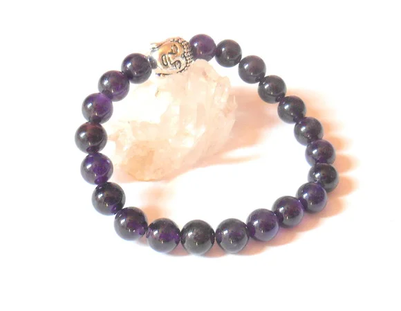 Pulseira Japamala 21 contas ametista AAA