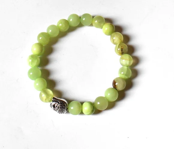 Pulseira Japamala 21 contas Calcedônia verde