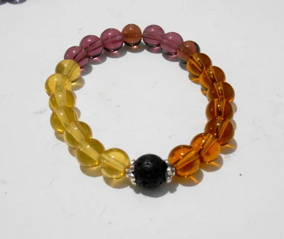 Pulseira Japamala 21 contas cristal e lava vulcãnica