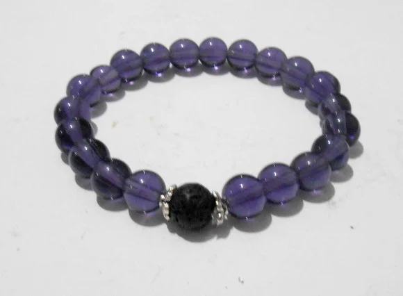 Pulseira Japamala 21 contas cristal e lava vulcãnica