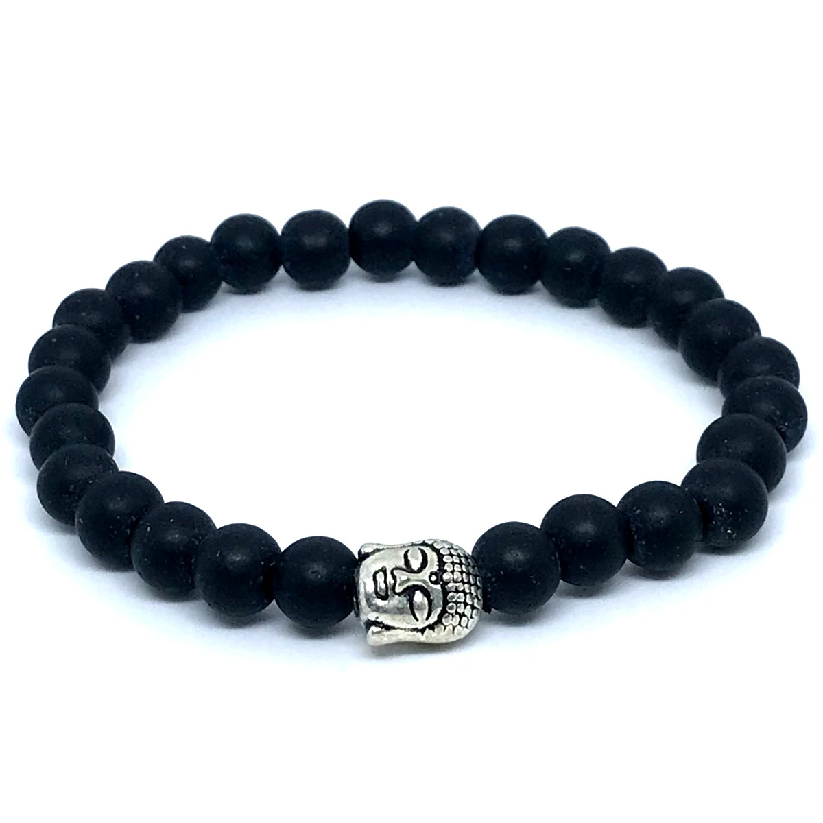 Pulseira Japamala 27 Contas Agata Negra Fosca com Buda