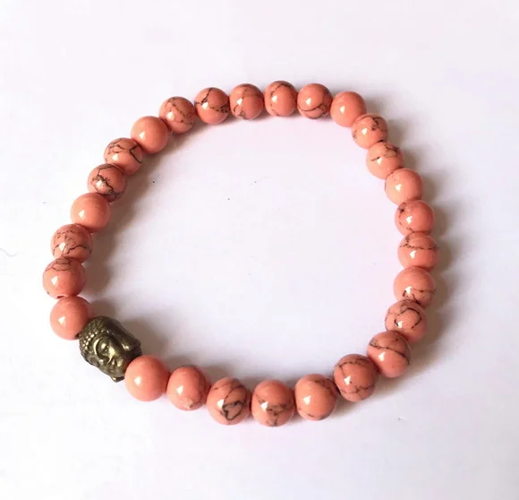 Pulseira Japamala 27 Contas Howlita e Meru Buda