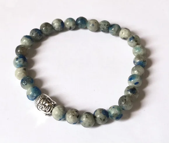 Pulseira Japamala 27 Contas Paspe Azul / Cinza e Meru Buda