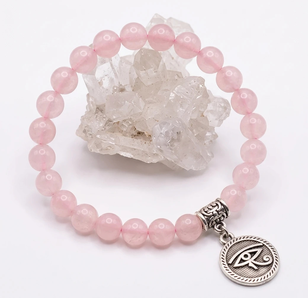Pulseira Japamala 27 Contas Quartzo Rosa 6 mm  Pingente a escolha