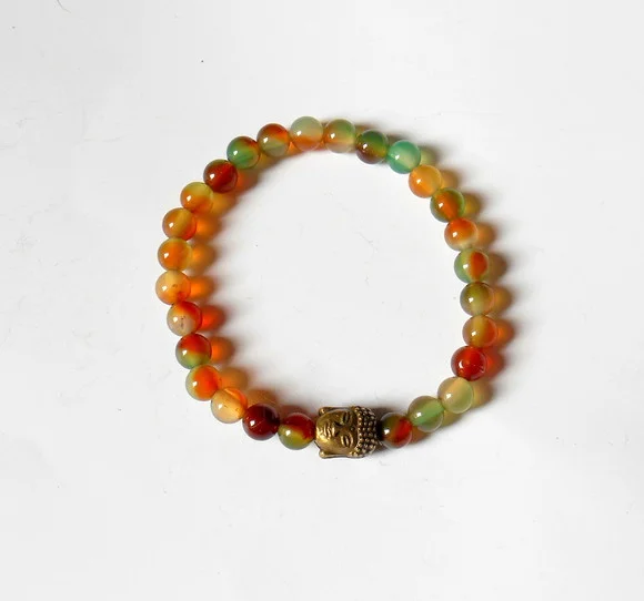 Pulseira Japamala 27 Contas de Ágata Pavão