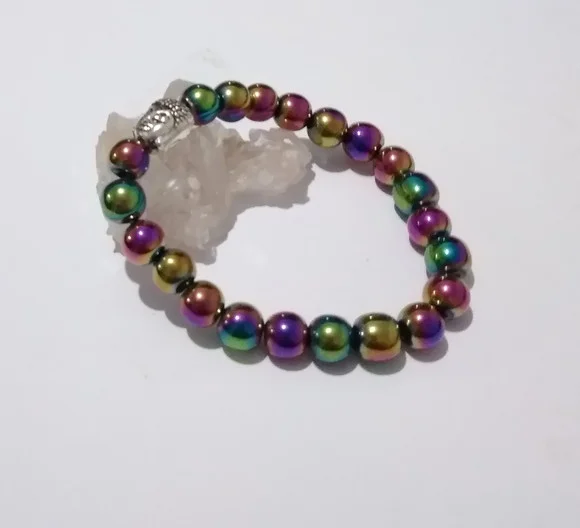 Pulseira Japamala com hematitas iridisadas 21 contas
