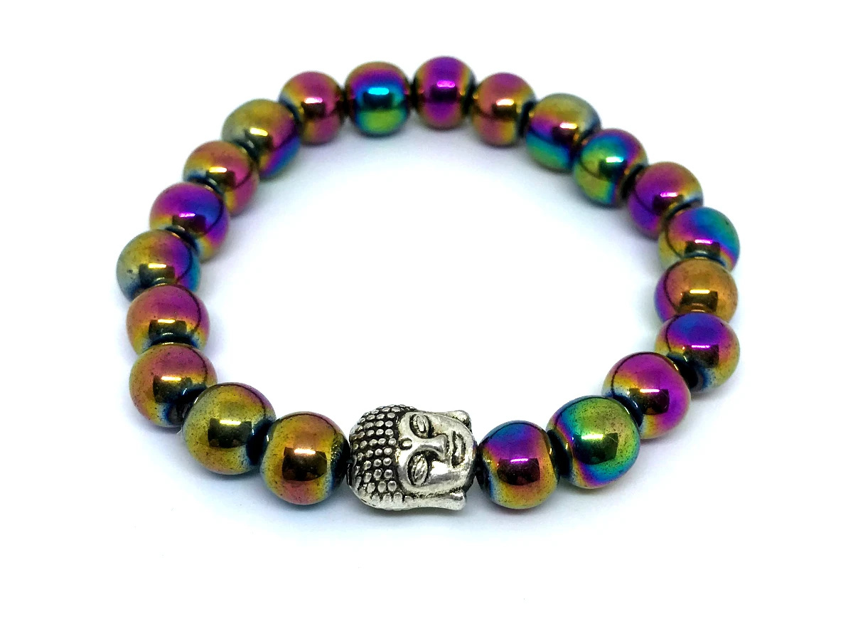 Pulseira Japamala com hematitas iridisadas 21 contas