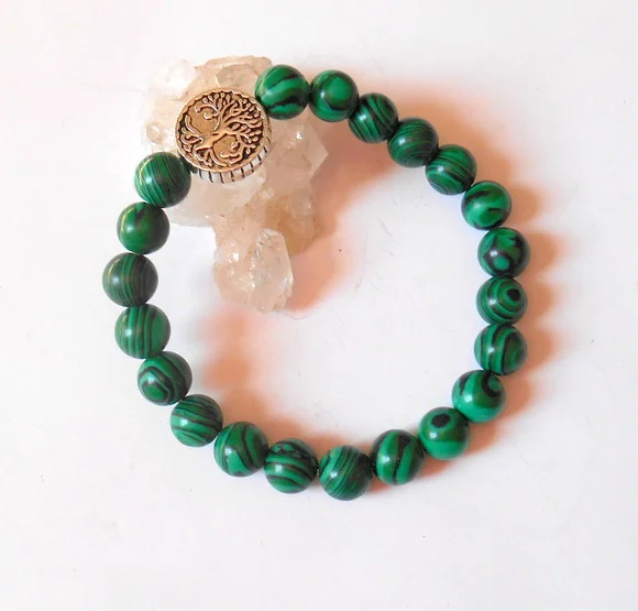 Pulseira Japamala com malaquita 21 contas