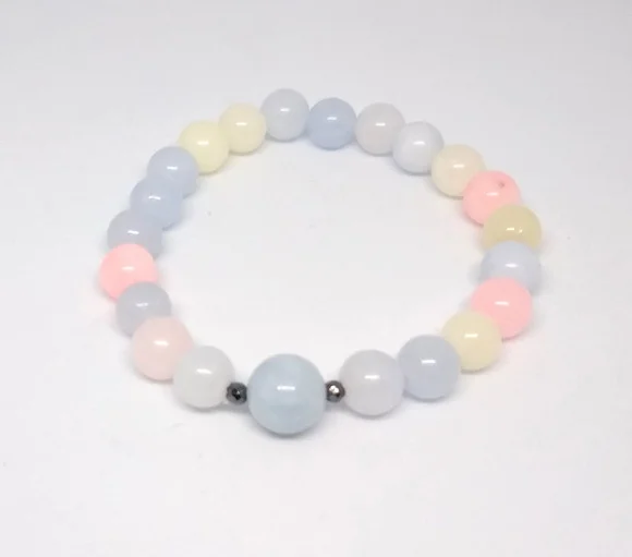 Pulseira Japamala com Morganita e Água Marinha 21 Contas