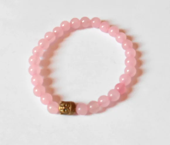 Pulseira Japamala com quartzo rosa 27 contas