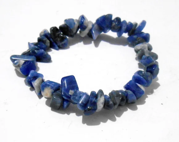 Pulseira Ajustavel Pedra Natural em Cascalhos Sodalita