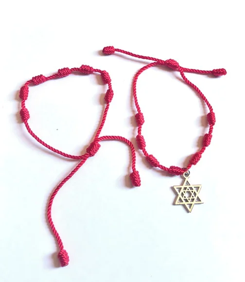 Pulseira Vermelha 7 Nós Kabbalah Sorte e Protecao Kit com 2