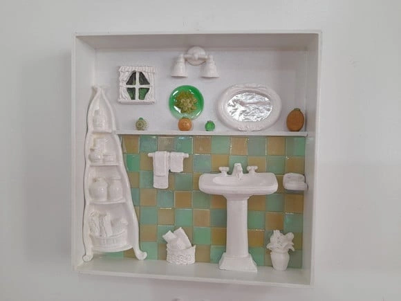 Quadro em mdf Branco para Decoração de Lavabo