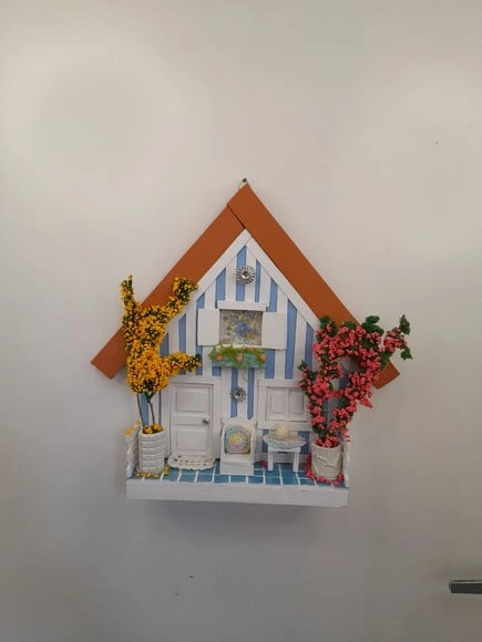 Quadro em mdf e Madeira Cvasa Azul e Branca