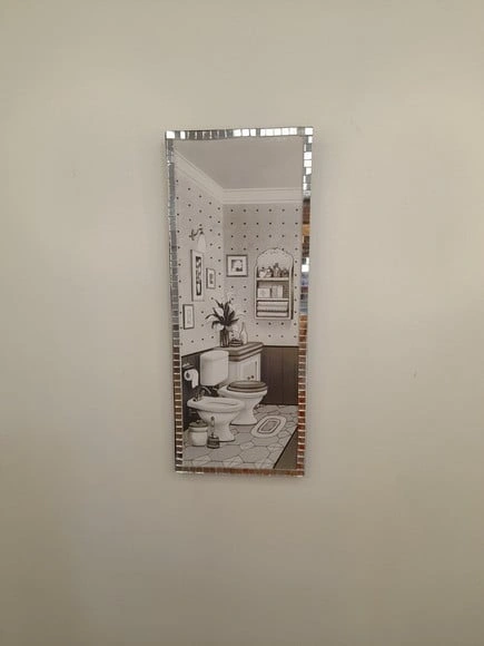 Quadro para Lavabo em mdf Preto Decorado