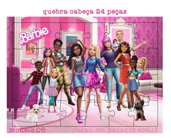 Quebra Cabeça 24 Peças Barbie Lembrancinha Mod 06