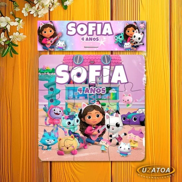 Lembrancinha Quebra-cabeça Gabby mdf personalizado