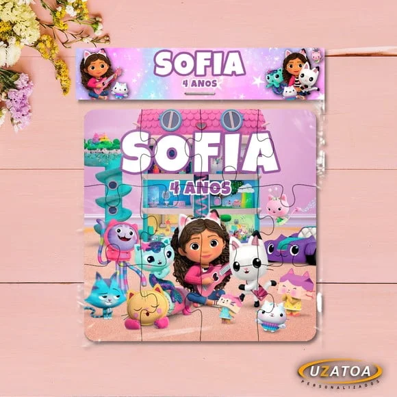 Lembrancinha Quebra-cabeça Gabby mdf personalizado