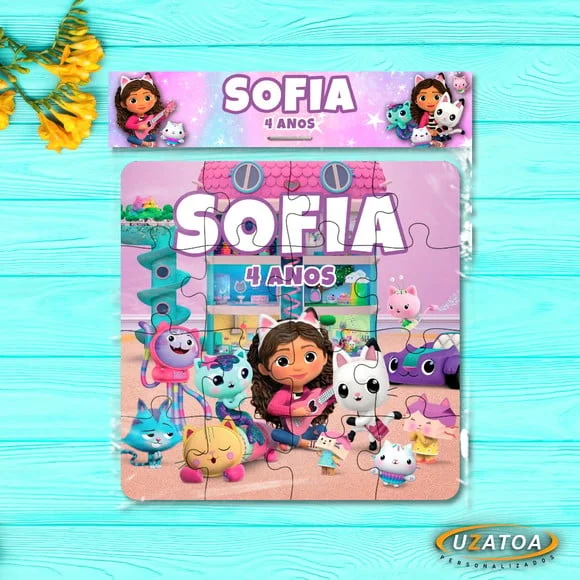 Lembrancinha Quebra-cabeça Gabby mdf personalizado
