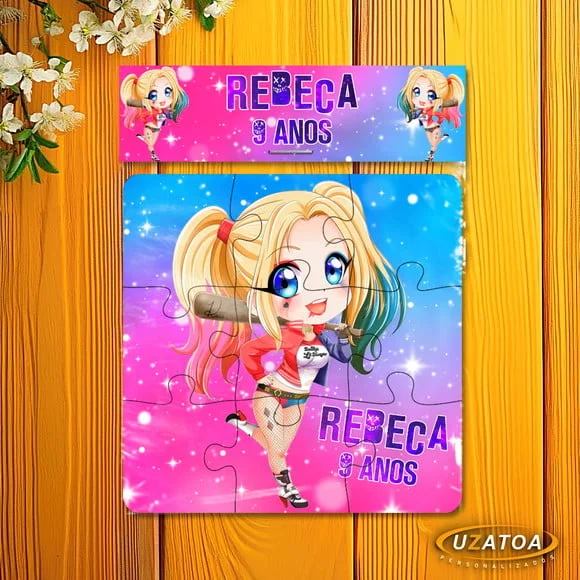Lembrancinha Quebra-cabeça Arlequina mdf personalizado