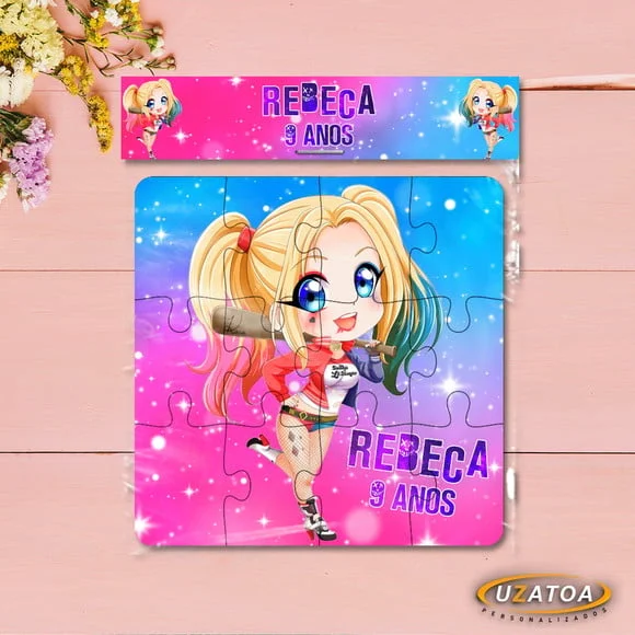 Lembrancinha Quebra-cabeça Arlequina mdf personalizado