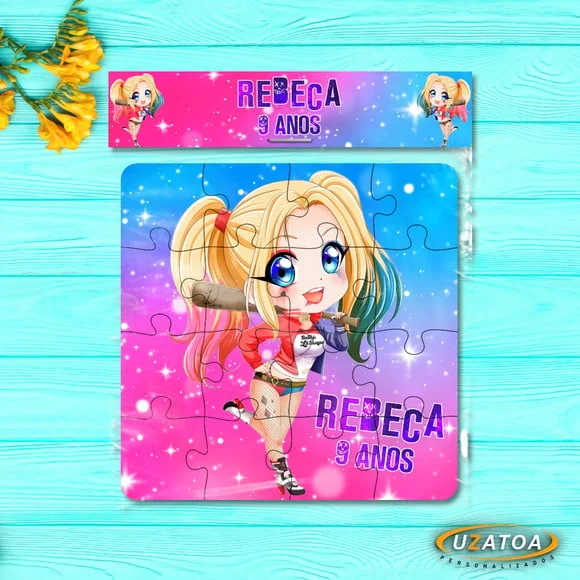 Lembrancinha Quebra-cabeça Arlequina mdf personalizado