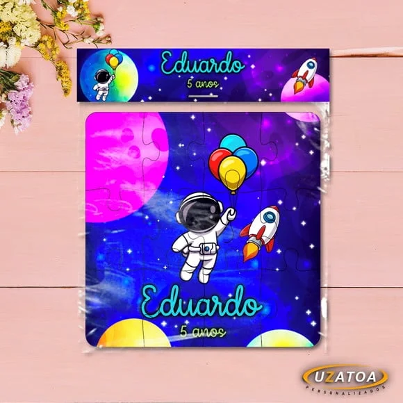 Lembrancinha Quebra-cabeça Astronauta mdf personalizado