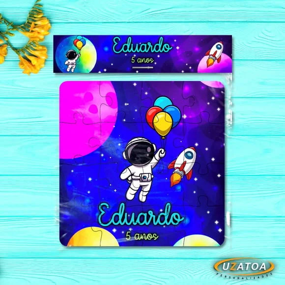 Lembrancinha Quebra-cabeça Astronauta mdf personalizado