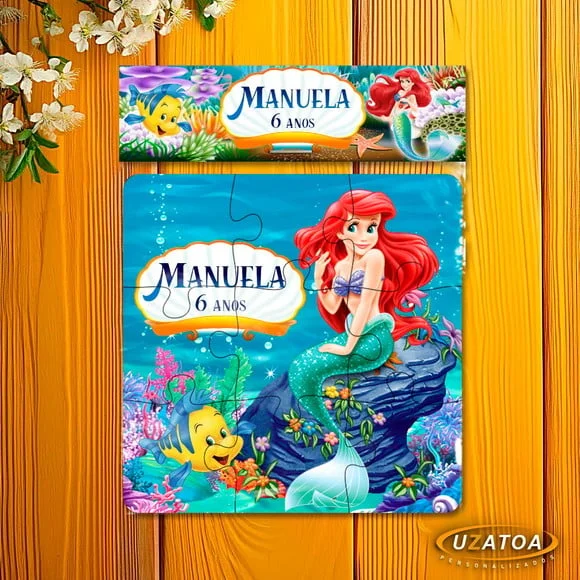 Lembrancinha Quebra-cabeça Pequena Sereia personalizado
